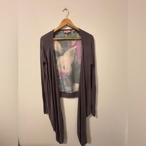 Ted Baker Gray Cardigan with Floral Lining
